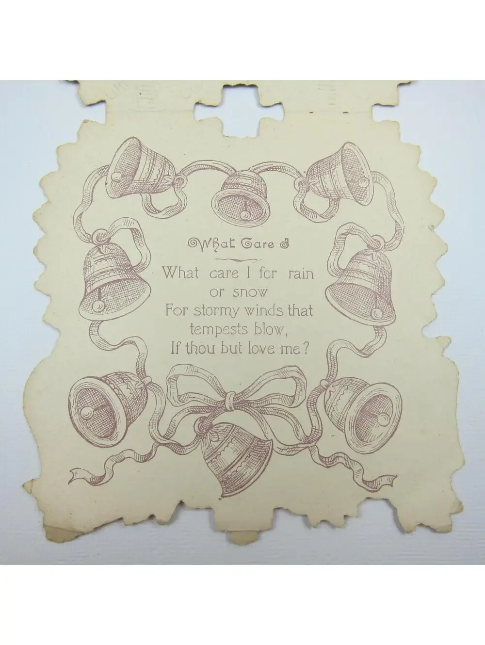 Vintage Valentine Card Gold Die cut Bifold Pink & Yellow Roses Red Hearts Bells
